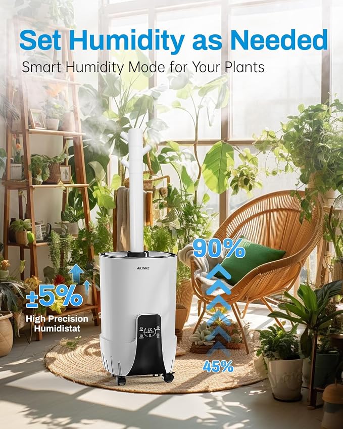 Humidifier large room 16L/4.2Gal - AILINKE Whole house Humidifier for Home 2000 sq.ft. with 3 Atomizers, Ultrasonic Cool Mist Humidifiers for Bedroom with Extension Tube, White - Image 7