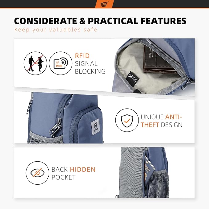 SKYSPER Sling Bag RFID Crossbody Sling Backpack Cross Body Shoulder Bag Travel - Image 3