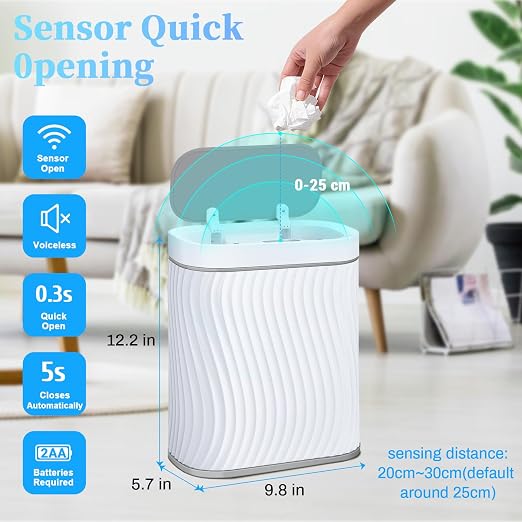steo spce Automatic Motion Sensor Bathroom Small Trash Can - Image 2