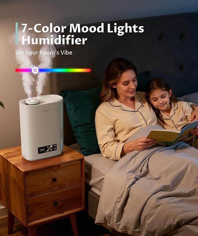 BREEZOME 6L Humidifiers for Bedroom Large Room & Essential Oil Diffuser, Ultrasonic Top Fill Cool Mist Humidifiers for Baby, Plants, Nursery Last up to 60 Hours, Smart Humidistat Control, Quiet, White - Image 9