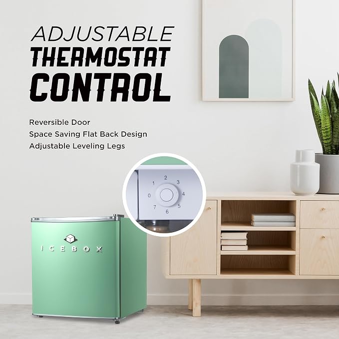 ICEBOX 1.7 Cu. Ft. Compact Refrigerator, ENERGY STAR Certified Small Refrigerator, Single Door Mini Fridge with Chiller Compartment, R600a Refrigerant, IBCR17MNT, Mint Green - Image 4