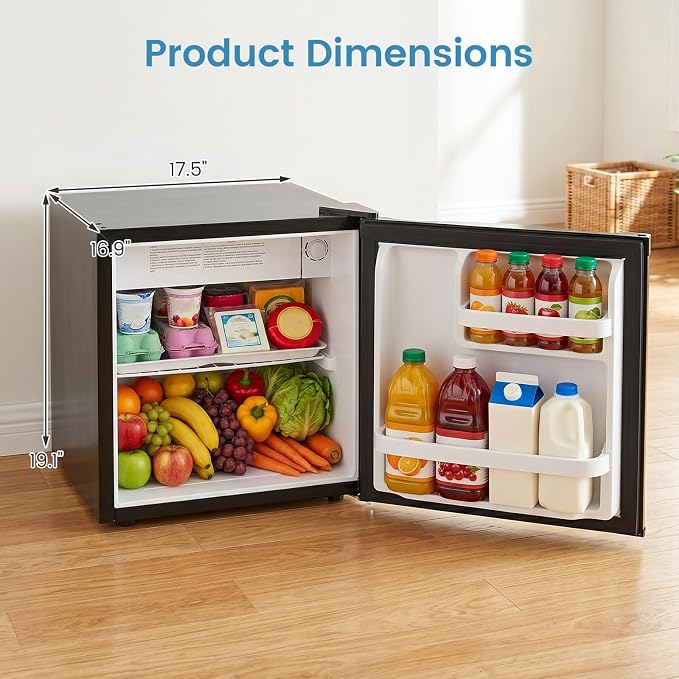 Compact Mini Fridge with Freezer, 1.7Cu.Ft Single Reversible Door Refrigerator w/7-Level Adjustable Thermostat, Quiet Small Fridge w/Removable Drip Tray for Dorm, Bedroom & Apartment (Black) | Single Reversible Door Refrigerator w/7-Level Adjustable Th... - Image 7