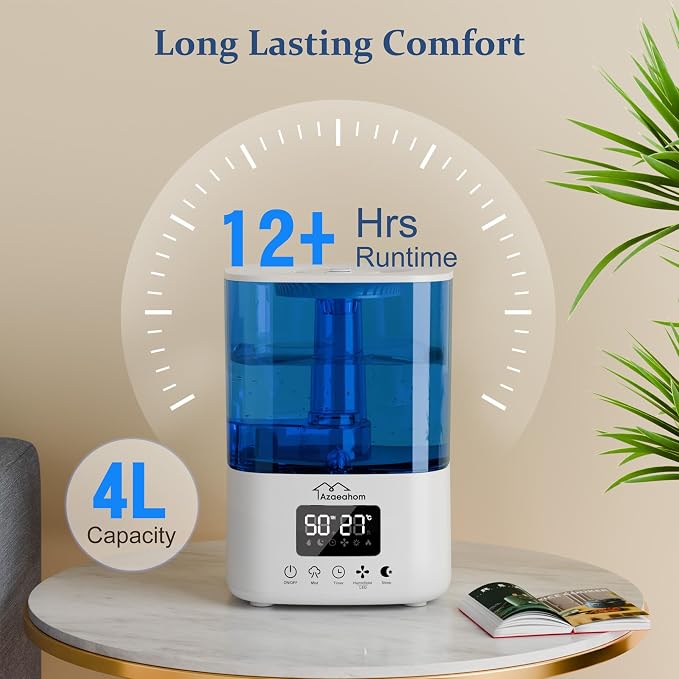 Smart Humidifiers for Bedroom, Top Fill 4L Cool Mist Air Humidifier for Large Room, Essential Oil Diffuser App Control, Fast Symptom Relief, Nightlight, 12H Quiet Runtime for Baby, Plant - Image 7
