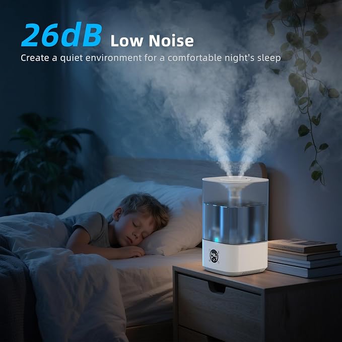 6L Humidifier for Bedroom Large Room Home, 800ft² Wide Coverage, 26dB Quiet,Easy Top Fill, Quickly & Evenly Humidify, Real-Time Humidity Monitoring and Anti-dry Burn, White - Image 3