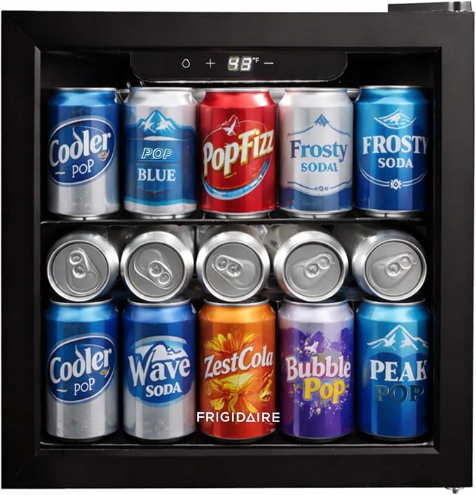 FRIGIDAIRE 12-Bottle Cooler, 1.2 Cu. Ft. Glass Door Beverage Refrigerator, Digital Display Mini Fridge with Touch Controls, Adjustable Shelves, LED Lighting & Quiet Compressor Cooling by Unknown