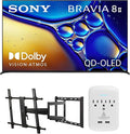 SONY K55XR80M2 55 Inch Bravia 8 QD-OLED 4K HDR Google TV with a Walts Large/Extra Large Full Motion Mount for 43"-90" TVs and Amber Protection 3-Outlet-Surge Surge Protector (2025) by Unknown