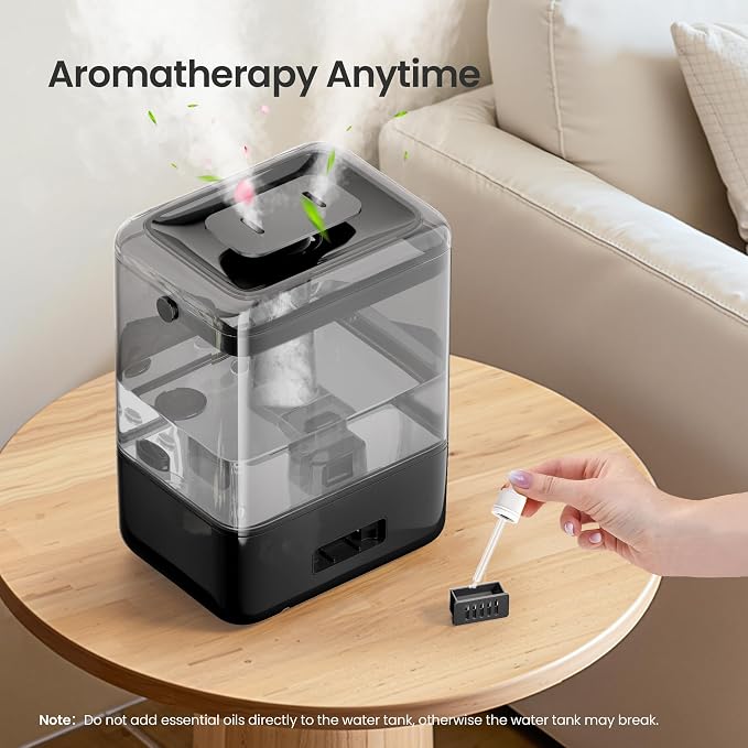 Smart Humidifiers for Bedroom Home, 6L Cool Mist Top Fill Humidifier Large Room with Essential Oil Diffuser, Touch/APP/Voice Control, NightLight Humidifiers for Nursery & Plants (Black, 1Pack) - Image 8