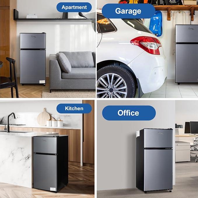 2.9 Cu.Ft Mini Fridge with Freezer, Compact Double Door Refrigerator | with 7-Level Cooling, Energy Saving, Low Noise, Small Fridge for Dorm, Bedroom, Office - Blue - Image 6