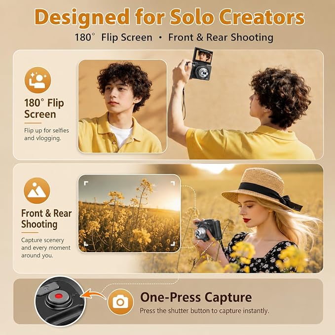 5K Digital Camera for Photography, 80MP Vlogging Camera for YouTube - Image 4