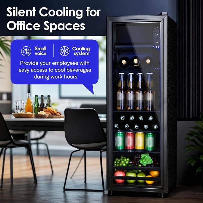 Anypro Beverage Refrigerator Cooler 4.5 Cu.Ft, Mini Fridge with Freeze with Glass Door for Soda Beer or Wine, Small Drink Dispenser Machine for Home Office Bar, 7 Temperatures, Adjustable Shelves - Image 7