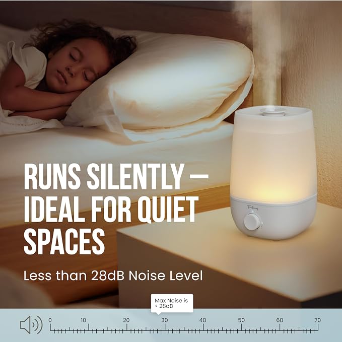 Fontaines Luxury Top-Fill Cool Mist Humidifier - 360° Ultra-Fine Spray, Whisper-Quiet Operation, Dishwasher-Safe Tank, Nightlight & Auto Shut-Off, Easy to Clean for Home, Bedroom, Baby Nursery - Image 4
