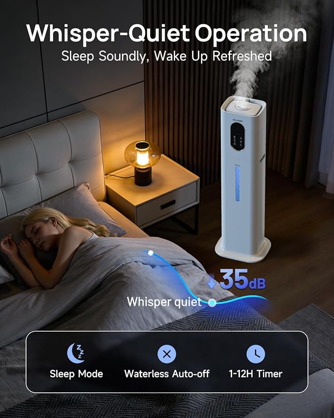 2.1Gal/8L Warm & Cool Mist Humidifiers for Bedroom 500 sq ft, AILINKE Top-Fill Humidifier Large Room with Essential Oil Diffuser, Large Room Humidifiers for Home Baby Nursery Office Plants, White - Image 5
