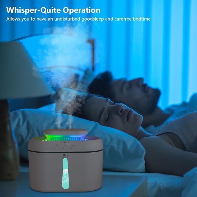 SZO Humidifiers for Bedroom Large Room, 2.5L Dual Nozzle Cool Mist Humidifier for Baby, 16dB Ultra Quiet, Top Fill, Slim Flat Design for Nightstand, Auto Shut-off - Image 5