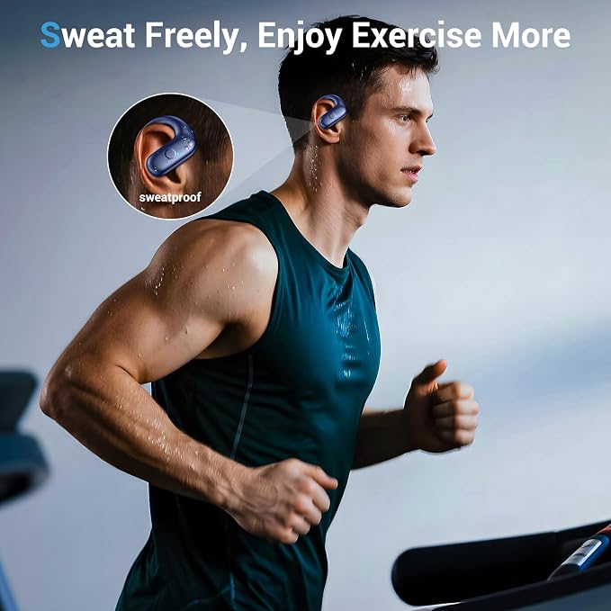 Sport Wireless Earbuds,60Hrs BT5.4 ENC IPX7 Waterproof Earhooks Deep Bass | 14.2mm drivers deliver rich stereo sound. Soft silicone ensures a secure, painless fit for long workouts. - Image 2