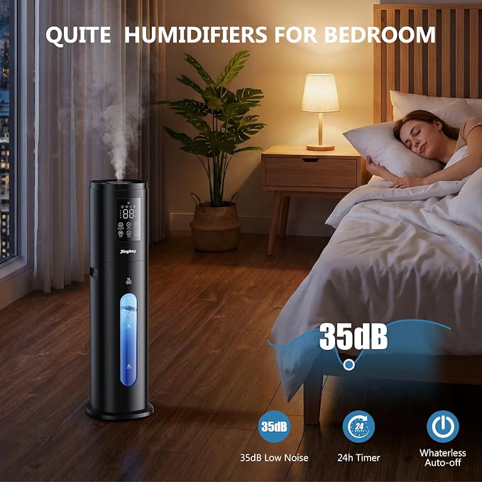 Humidifiers for Bedroom Large Room with 7L/1.85Gal Large Humidifier, Smart App & Remote Control, 4 Mist Levels Large Room Humidifiers for Home Midnight - Image 3