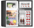 3.2 Cu Ft Mini Fridge with Freezer, Double Door Upright Freezer | Energy Efficient, Glass Shelves, Interior Light, ETL Certified, Compact Small Refrigerator for Bedroom, Office & Dorm, Black by Frostorm