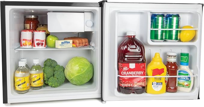 Igloo 1.6 Cu.Ft Mini Fridge with Freezer- Single Door Compact Refrigerator with Glass Shelves for Homes, Dorms & Offices- Keep Snacks, Drinks & Frozen Foods Cool with Temperature Control Fridge- Black - Image 7