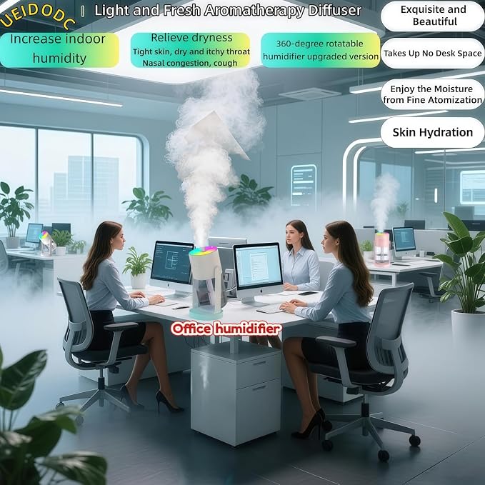 UEISODC bedroom humidifier, desktop USB humidifier, car air freshener, relieves tight skin, cough, nasal congestion, allergies and dry air，With automatic shutdown, silent operation - Image 4