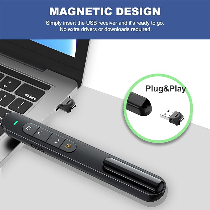 QUI Presentation Clicker with Volume Control, 2.4GHz USB Wireless Presenter - Image 5