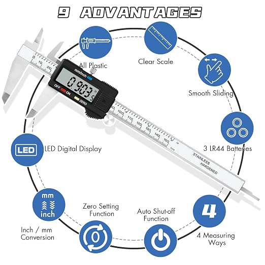 Electronic Digital Caliper Measuring Tool, Stainless Steel Vernier Caliper - Image 3
