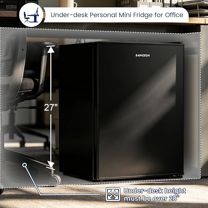 2.6 Cu Ft Small Fridge with Freezer for Office Black | Mini Refrigerator for Dorm Bedroom, Compact Fridge, Energy-efficient, Low Noise - Image 3