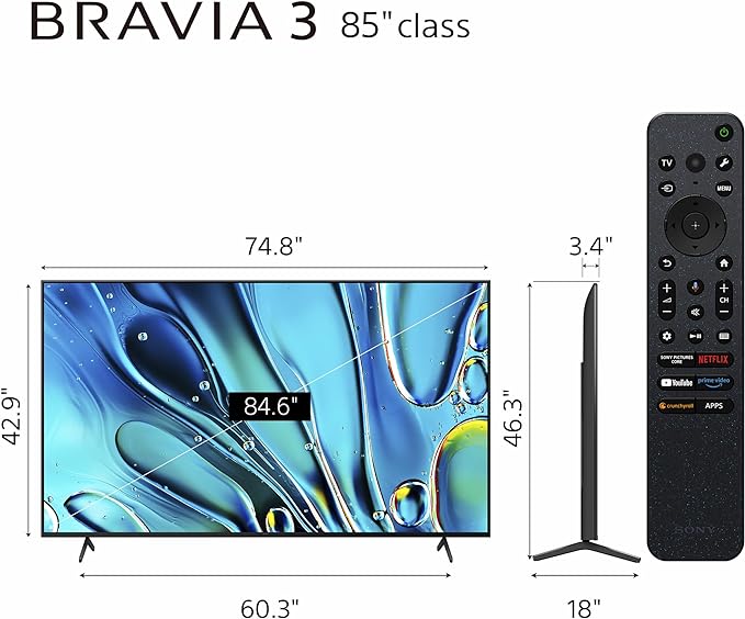 Sony 85 Inch BRAVIA 3 LED 4K HDR Smart GoogleTV (K-85S30) | Dolby Vision/Atmos, Exclusive Features for PlayStation®5, 4K Processor X1, Triluminos Pro, 4K movie credits included - Image 2