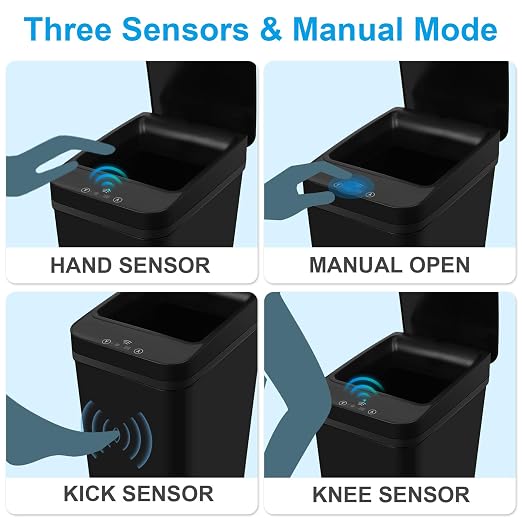 2 Pack Bathroom Trash can, Smart Touchless Trash Can, Automatic Motion Sensor - Image 4