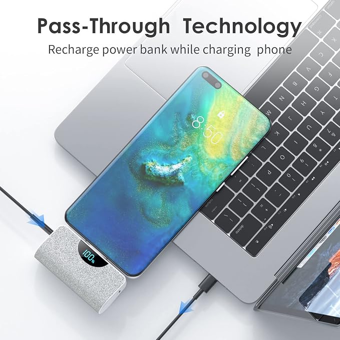 [2-Pack] Mini Portable Charger 5200mAh Power Bank,3A PD USB C Cell Phone Portable Power, LCD Display Battery Pack Compatible with iPhone 17/17 Air/16/16 pro/15/15 pro Max/Android/Samsung/Moto/LG etc - Image 3