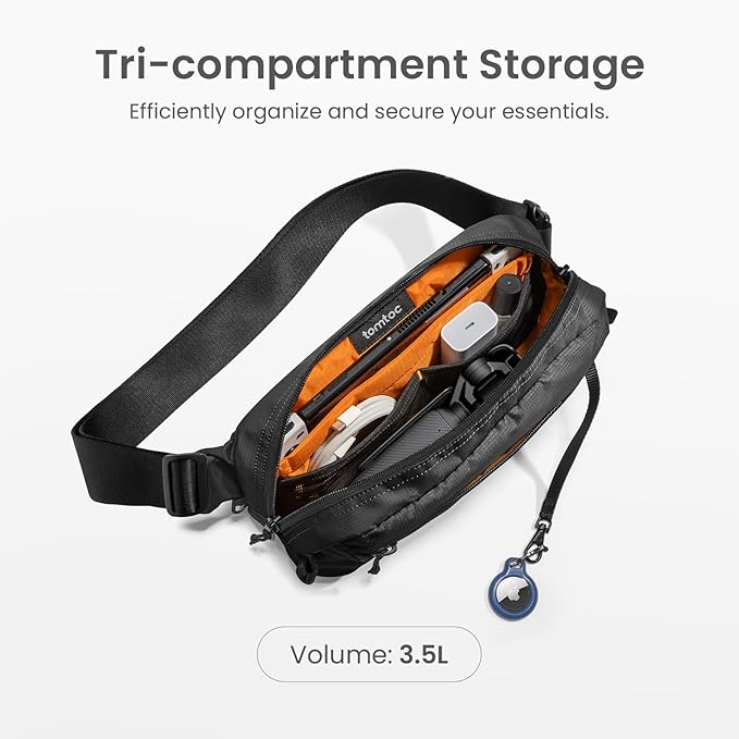 tomtoc 3.5L Sling Bag with RFID Blocking, Crossbody Bag Chest Shoulder Pack - Image 3