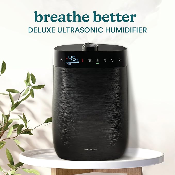Homedics Deluxe Ultrasonic Humidifier for Large Rooms, Warm or Cool Mist, UV-C Technology, 1.5-Gallon Top Fill Tank, Smart Digital Programmable Humidistat, Home Dry Air Relief, Aromatherapy - Image 2