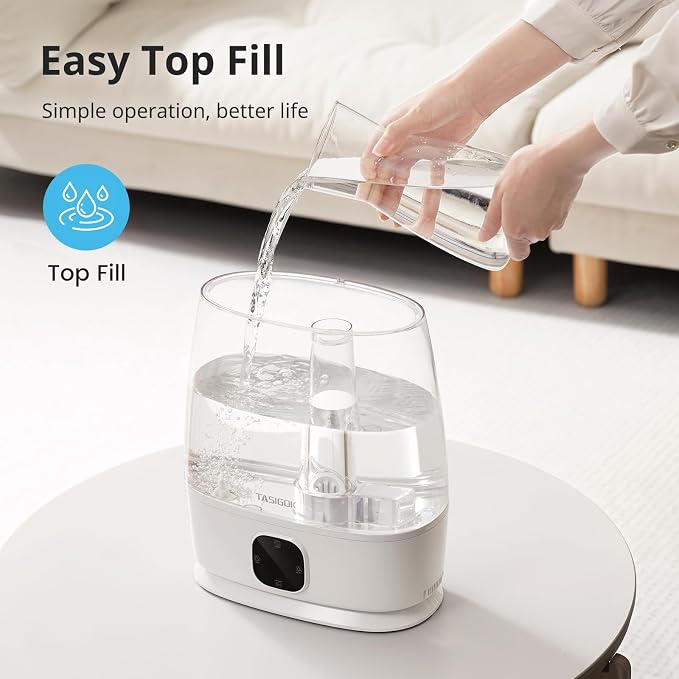 Humidifiers for Bedroom Home, 6L Cool and Warm Mist Air Humidifier for Large Room Baby Nursery, 50H Easy Clean and Top Fill, Quiet with Ultrasonic, Essential Oils, Auto Mode, for House, Plants - Image 2