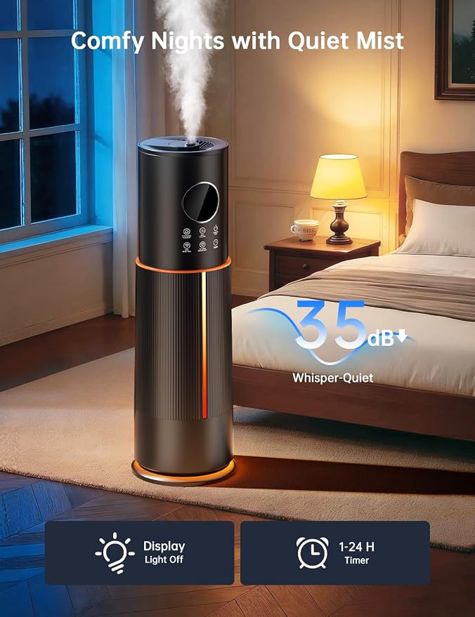 10L/2.64 Gal Humidifier for Large Room 600ft² 60H Runtime 24H Timer Auto Mode APP & Remote Control Top Fill Diffuser Aromatherapy 7 Color Lights Cool Mist Humidifier for Bedroom Home Office Plant - Image 3