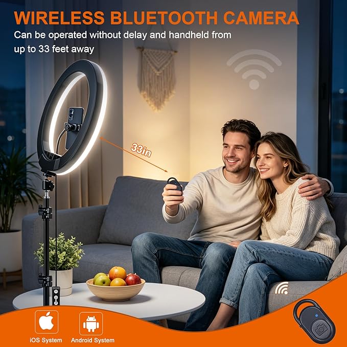 10" Selfie Ring Light with 73" Tripod Stand & 1 Phone Holder, LED Camera - Image 4