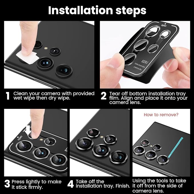 Tensea (3+2PCS for Samsung Galaxy S23 Ultra 5G Camera Lens Protector, 9H - Image 7