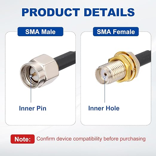 MECCANIXITY SMA Antenna Extension Cable, 16.4ft SMA Male Inner Pin to Female - Image 3