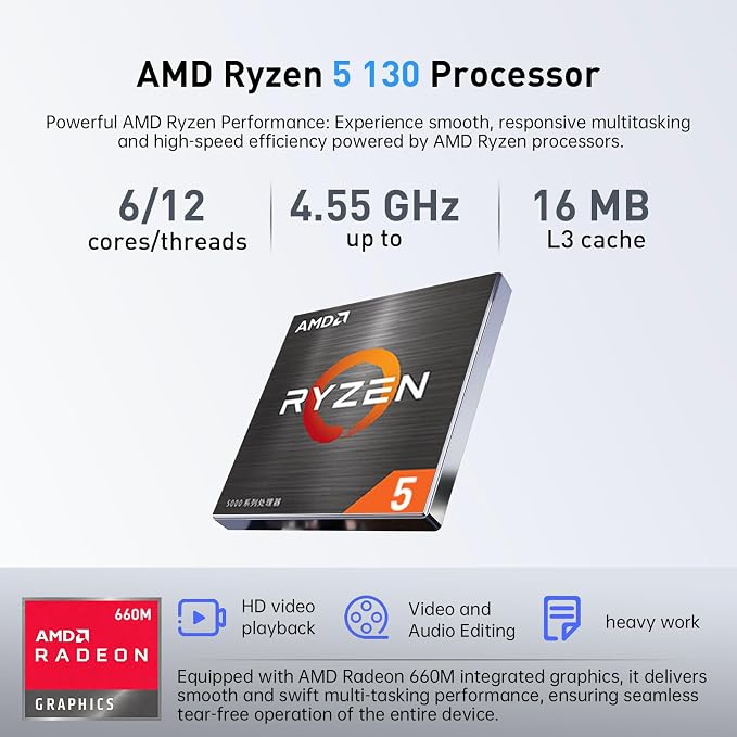 HP OmniBook 17.3” Touchscreen Next Gen AI Laptop, Latest AMD Ryzen 5 CPU | 16GB DDR5 RAM, 512GB SSD, Copilot Key, AMD Radeon 660M Graphics, Backlit Keyboard, Win11 Home, Silver, w/ Wireless Mouse - Image 5