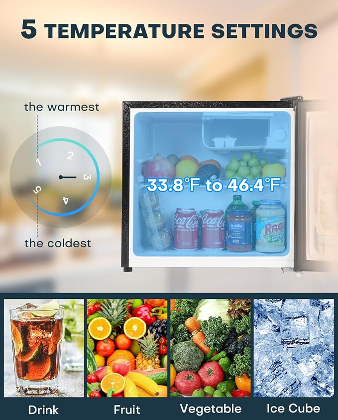 Upstreman 1.7 Cu.ft Mini Fridge with Freezer, Stainless Steel-FR17 | Dorm Essentials, Adjustable Thermostat, Energy Saving, Low Noise, Compact Refrigerator for Dorm, Office, Bedroom - Image 7