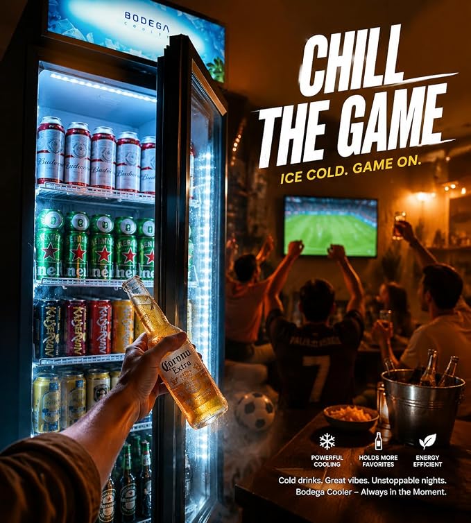 BODEGACOOLER Beverage Refrigerator, 12.5 Cu.Ft. Commercial Glass Door Fridge – Holds 420 Cans, Perfect for Game Day Watch Party & Summer BBQ, Drink Cooler for Home Bar, Patio, Garage, Man Cave - Image 3