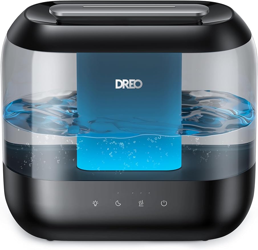 Dreo Humidifiers for Bedroom, 4L Top Fill for Large Room, 36H Runtime, 28 dB Quiet Supersized Cool Mist Air Humidifier for Baby Nursery, Plants, Indoor, Night Light, Easy to Clean & Fill, Black by DREO