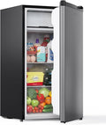 Upstreman 3.2 Cu.Ft Mini Fridge with Freezer, Stainless Steel-SR321 | Adjustable Thermostat, Energy Saving, Low Noise, Reversible Door, Small Refrigerator for Dorm, Bedroom, Office by StartUpLiveBetter