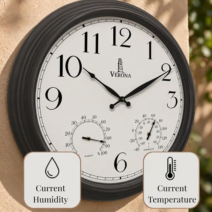 18 inch Outdoor Clocks for Patio Large Waterproof - Image 5