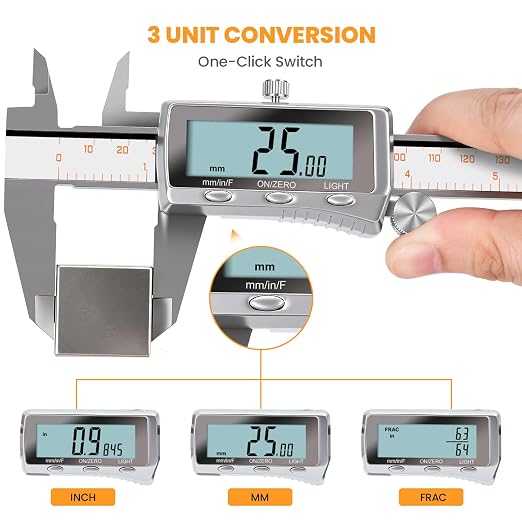 HARDELL Digital Caliper 8 Inch, Rechargeable All Metal Electronic Micrometer - Image 6