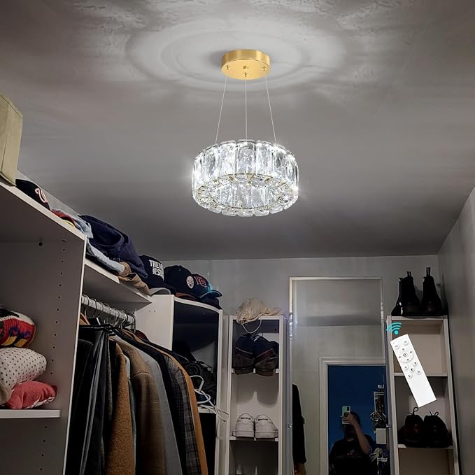 HAIXIANG Modern Crystal Chandelier Dimmable LED 8 Inch Ring Pendant Lights - Image 9