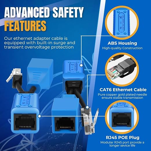 TNP RJ45 Ethernet Cable Combiner/Splitter Kit, 2 Male to 1 Female & 1 Male 1 - Image 5