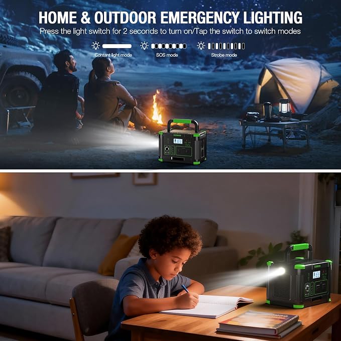 Portable Power Station 500W (Peak 1000W), 519Wh Solar Generator with 2x110V AC Outlets & USB-C PD 60W, 10-Port Power Bank with Wireless Charger for Outdoor Camping, RV Trips, and Home Emergency Backup - Image 7