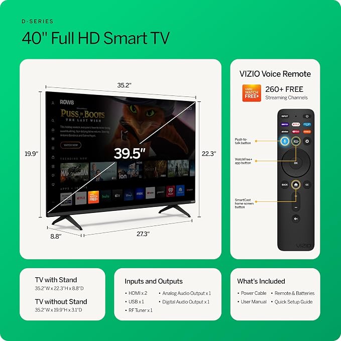 VIZIO 40-in D-Series Full HD 1080p Smart TV with Apple AirPlay and Chromecast Built-in, Alexa Compatibility, D40fM-K09, 2023 Model - Image 4