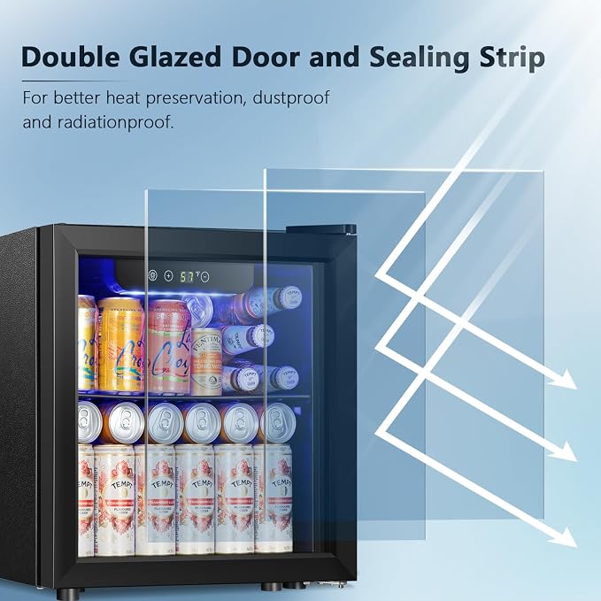 Antarctic Star 48 Can Mini Fridge Cooler - Beverage Refrigerator Black Glass Door for Beer Soda or Wine, Small Drink Dispenser Machine Electronic Temperature Control for Home, Office or Bar, 1.3cu.ft. - Image 5