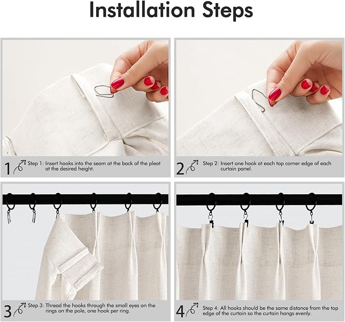 Memory Trained Pinch Pleated Curtains 90 Inches Long, Viral Linen Pinch Pleat - Image 3
