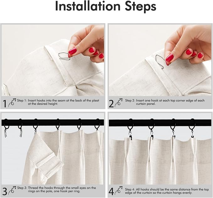 Memory Trained Pinch Pleated Curtains 132 Inches Long, Viral Linen Pinch Pleat - Image 3
