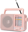 Portable AM/FM Transistor Radio with Loud Speaker, Battery or USB Powered - Compact Emergency Radio for Indoor, Outdoor, Travel & Storms (BJL-671, Pink) by Unknown
